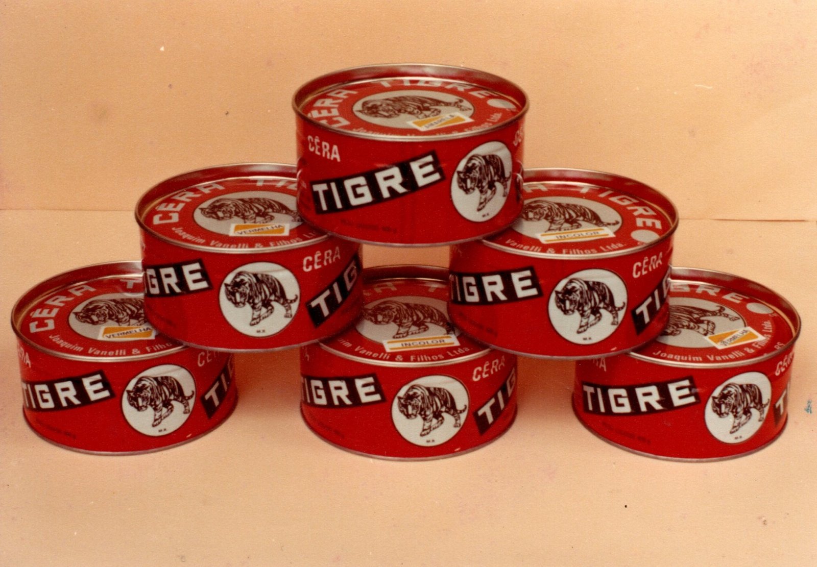 Latas Pequenas de Cera Tigre da Década de 1970